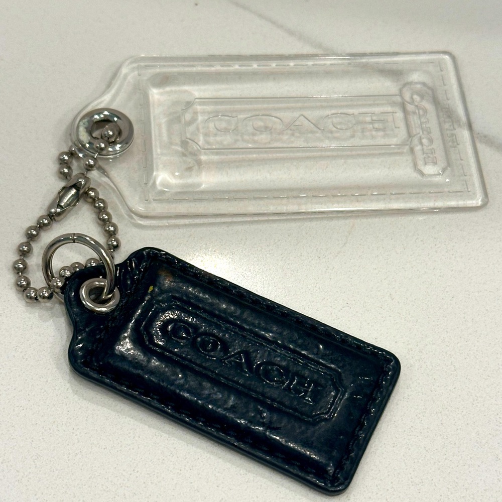 Coach X-Large Plastic + Large Black Leather Hang Tags
